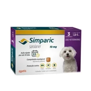 Simparic 10mg Para Cães 2,6 a 5kg 3 comprimidos