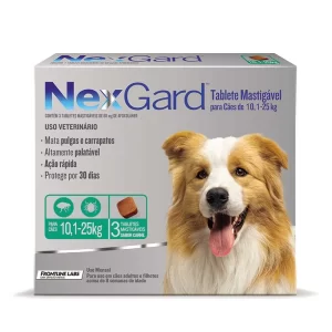 Antipulgas e Carrapatos NexGard 68 mg para Cães de 10,1 a 25 Kg caixa c/ 3 comprimidos