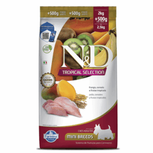 Ração N&D Tropical Selection Cães Adultos Mini Frango 2 kg + 500g Grátis