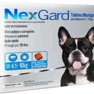 Antipulgas e Carrapatos NexGard 28,3 mg para Cães de 4,1 a 10 Kg  caixa c/ 3 comp