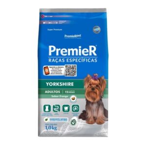 Descrição A Ração Premier Yorkshire Adultos foi formulada a partir deste conceito e oferece tudo o que a raça precisa para manter sua saúde e beleza. Oferece ainda redução do volume e odor de fezes minimizando possíveis inconvenientes de uma convivência tão próxima entre os cães e seus proprietários. Sua exclusiva fórmula Derma System que é uma associação equilibrada do nobre óleo de Prímula, rico em ômega 6 com o óleo de peixe de águas frias, fonte de ômega 3, além de níveis ótimos de vitamina A, biotina e zinco quelatado que juntos propiciam saúde e beleza para a pele e pelagem, deixando os pelos macios e brilhantes. Auxilia na saúde bucal diminuindo a formação do tártaro e consequente queda dos dentes. É um alimento completo indicado para cães Adultos da raça Yorkshire, a partir de 1 ano de idade, não sendo recomendado nenhum tipo de suplementação. Ingredientes Farinha de vísceras de frango, glúten de trigo, proteína isolada de suíno, glúten de milho – não transgênico, ovo desidratado – proveniente de galinhas livres de gaiolas, quirera de arroz, gordura de frango, gordura suína, óleo de peixe, polpa de beterraba, aveia, ácido propiônico, antioxidantes BHA e BHT (0,012%), cloreto de potássio, cloreto de sódio, extrato de yucca (0,06%), hexametafosfato de sódio (0,1%), hidrolisado de suíno e frango, levedura seca de cervejaria, mananoligossacarídeos (0,2%), parede celular de levedura, vitamina A, vitamina B12, vitamina C, vitamina D3, vitamina E, vitamina K3, ácido fólico, ácido pantotênico, biotina, cloreto de colina, niacina, piridoxina, riboflavina, tiamina, cobre aminoácido quelato, ferro aminoácido quelato, iodeto de potássio, manganês aminoácido quelato, proteinato de selênio, sulfato de cobre, sulfato de ferro, sulfato de manganês, sulfato de zinco, zinco aminoácido quelato.
