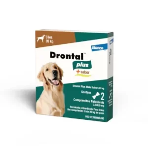 Drontal Plus + Sabor para Cães 35kg 2 Comprimidos