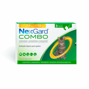 Nexgard Combo Antipulgas, Sarna e Vermífugo para Gatos de 2,5 a 7,5 kg 3 aplicadores