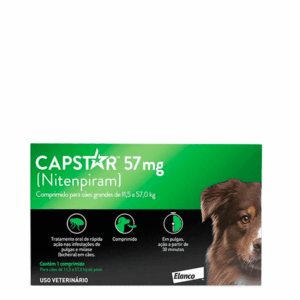 Capstar Antipulgas 57mg 6 Comprimidos para Cães Gatos de 11 a 57kg Elanco