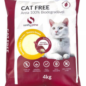 Areia Higiênica Para Gatos Cat Free Grãos Grossa 4 Kg