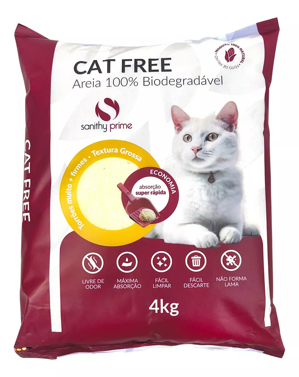 Areia Higiênica Para Gatos Cat Free Grãos Grossa 4 Kg